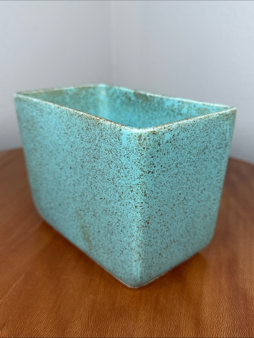 Vintage Speckled Turquoise Gold McCoy USA Ceramic Pottery Planter Vase Cache Pot